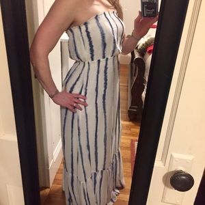 Quiksilver white/blue stripe boho maxi dress